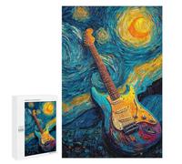 Starry Night Guitar Art Print -2 Puzzle 1000 Pièces Educa Jouet en Bois Cadeau Unique Décoration Intérieure Jeu Éducatif Challenge Toy Adultes Et Enfants À Partir De 14 Ans 1000 PCS