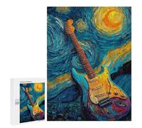 Starry Night Guitar Art Print -2 Puzzle 1000 Pièces Educa Jouet en Bois Cadeau Unique Décoration Intérieure Jeu Éducatif Challenge Toy Adultes Et Enfants À Partir De 14 Ans 500 PCS
