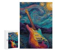 Starry Night Guitar Art Print Puzzle 1000 Pièces Educa Jouet en Bois Cadeau Unique Décoration Intérieure Jeu Éducatif Challenge Toy Adultes Et Enfants À Partir De 14 Ans 300 PCS
