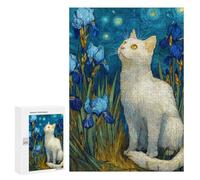 Starry Night Iris Cat Art Print Puzzle 300 Pièces Educa Jouet en Bois Cadeau Unique Décoration Intérieure Jeu Éducatif Challenge Toy Adultes Et Enfants À Partir De 14 Ans 300 PCS