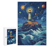 Starry Night Lighthouse -2 Puzzle 1000 Pièces Educa Jouet en Bois Cadeau Unique Décoration Intérieure Jeu Éducatif Challenge Toy Adultes Et Enfants À Partir De 14 Ans 1000 PCS