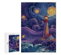 Starry Night Lighthouse -6 Puzzle 300 Pièces Educa Jouet en Bois Cadeau Unique Décoration Intérieure Jeu Éducatif Challenge Toy Adultes Et Enfants À Partir De 14 Ans 300 PCS