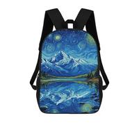 Starry Night Mountain Reflections -2 Sacs À Dos Imprimés En 3D Pour Enfants 17inch Sacs À Dos Tendance Et Décontractés Pour La Journée, Sacs De Voyage, Sacs À Dos D'extérieur Pour Garçons Et Filles
