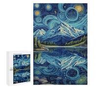 Starry Night Mountain Reflections -3 Puzzle 1000 Pièces Educa Jouet en Bois Cadeau Unique Décoration Intérieure Jeu Éducatif Challenge Toy Adultes Et Enfants À Partir De 14 Ans 1000 PCS