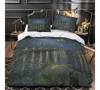 Starry Night Over The Rhône 3D Imprimé Van Gogh Housse De Couette Housses De Couettes Pour Adultes Et Enfants Parure De Lit Microfibr E Avec Fermeture À Glissière Avec Taies 3 Pièces Super King（260x22