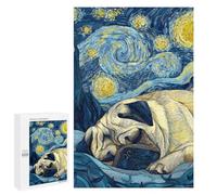Starry Night Pug -4 Puzzle 1000 Pièces Educa Jouet en Bois Cadeau Unique Décoration Intérieure Jeu Éducatif Challenge Toy Adultes Et Enfants À Partir De 14 Ans 1000 PCS