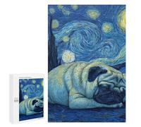 Starry Night Pug Art Print -1 Puzzle 1000 Pièces Educa Jouet en Bois Cadeau Unique Décoration Intérieure Jeu Éducatif Challenge Toy Adultes Et Enfants À Partir De 14 Ans 1000 PCS