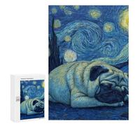 Starry Night Pug Art Print -1 Puzzle 1000 Pièces Educa Jouet en Bois Cadeau Unique Décoration Intérieure Jeu Éducatif Challenge Toy Adultes Et Enfants À Partir De 14 Ans 300 PCS