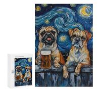 Starry Night Pugs with Beer Puzzle 1000 Pièces Educa Jouet en Bois Cadeau Unique Décoration Intérieure Jeu Éducatif Challenge Toy Adultes Et Enfants À Partir De 14 Ans 300 PCS