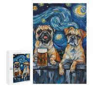 Starry Night Pugs with Beer Puzzle 1000 Pièces Educa Jouet en Bois Cadeau Unique Décoration Intérieure Jeu Éducatif Challenge Toy Adultes Et Enfants À Partir De 14 Ans 1000 PCS