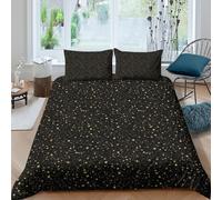Starry-night-sky Housse de Couette Microfibre Hypoallergique 3 Pièces 3D Effet Douce Gold-star-pattern Linge de Lit avec Fermeture Éclair Résistante for Enfants Garçons Ado Super king（260x220cm）