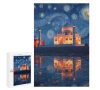 Starry Night Taj Mahal Reflection Puzzle 1000 Pièces Educa Jouet en Bois Cadeau Unique Décoration Intérieure Jeu Éducatif Challenge Toy Adultes Et Enfants À Partir De 14 Ans 1000 PCS