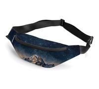 Starry Night The Mountains Sac banane avec sangle réglable, sac à bandoulière léger, mini sac banane mains libres pour la course à pied et la salle de sport
