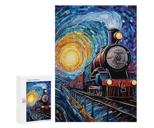 Starry Night Train Journey Puzzle 1000 Pièces Educa Jouet en Bois Cadeau Unique Décoration Intérieure Jeu Éducatif Challenge Toy Adultes Et Enfants À Partir De 14 Ans 300 PCS