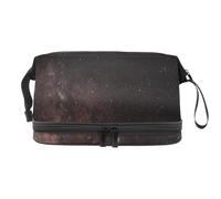 Starry Night Trousse de toilette double couche pour femme et fille avec compartiment à pinceaux, multicolore, 27x15x14 cm/10.6x5.9x5.5 in, Trousse de toilette