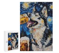 Starry Night Wolf with Beer -1 Puzzle 1000 Pièces Educa Jouet en Bois Cadeau Unique Décoration Intérieure Jeu Éducatif Challenge Toy Adultes Et Enfants À Partir De 14 Ans 1000 PCS