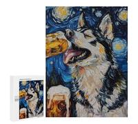 Starry Night Wolf with Beer -1 Puzzle 500 Pièces Educa Jouet en Bois Cadeau Unique Décoration Intérieure Jeu Éducatif Challenge Toy Adultes Et Enfants À Partir De 14 Ans 500 PCS