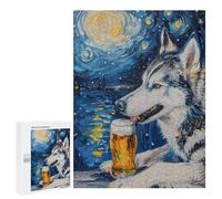 Starry Night Wolf with Beer Puzzle 500 Pièces Educa Jouet en Bois Cadeau Unique Décoration Intérieure Jeu Éducatif Challenge Toy Adultes Et Enfants À Partir De 14 Ans 500 PCS