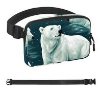 Starry Polar Bear-1532 Sac banane pour homme et femme avec sangle réglable, sac banane tendance pour voyage, plein air, course à pied, randonnée, multicolore, multicolore, 1.5x9.0x5.9in/4x23x15cm