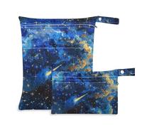 Starry Sky A Shooting Star Passing by Lot de 2 petits sacs étanches réutilisables pour voyager avec poignées pour la garderie, la garderie