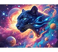 Starry Sky Panthère Noire 500 Pieces Casse-tête Adulte en Carton Rigide sans Déformation Animal Animal de Compagnie Jeu De Société Famille Très Difficile Cadeau Noël Qualité Premium Pas Cher 500