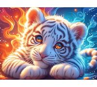 Starry Sky Tigre Blanc 1000 Pièces Puzzle pour Ado en Carton Anti-Déchirure Faune Sauvage Facile Débutant Jeu De Société Soirée Entre Amis Cadeau Anniversaire Petit Prix 1000 PCS/75x50cm