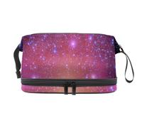 Starry Space Trousse à maquillage double couche pour femmes et filles, trousse de toilette de voyage, trousse de maquillage pratique avec compartiment à pinceaux, multicolore, 27x15x14 cm/10.6x5.9x5.5