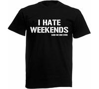 STARRY STAR Men's I Hate Weekends Christmas Mens Novelty Birthday Gifts Presents Son Dad Brother37545 T-Shirts Black L