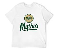 STARRY STAR Men's New Mythos Greek Beer Logo Black White T-Shirts White M