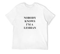STARRY STAR Men's Nobody Knows Im A Lesbian 100% Cotton As Worn by Axl Rose Short Sleeve Top T-Shirts White L