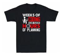 STARRY STAR Men's Programmer Weeks of Coding Can Save Hours of Planning Funny Vintage Men T-Shirts Black XXL