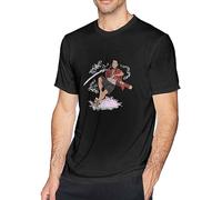 STARRY STAR Men's Samurai Champloo Unisex Comfortable Short Sleeve 100% Cotton T-Shirts Black S