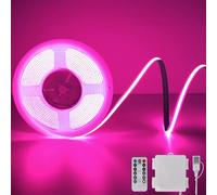 StarryEver Bande lumineuse LED COB rose alimentée par piles avec télécommande, 2 m, 640 LED, bande lumineuse à intensité variable, flexible et sans fil pour cadeaux, chambre, fête, rétroéclairage TV