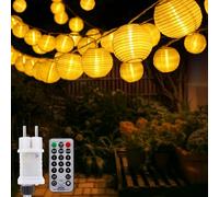 StarryEver Guirlande lumineuse LED de 12 m, 11 modes, avec télécommande, 40 lanternes chinoises, blanc chaud et blanc froid, éclairage pour patio, balcon, jardin