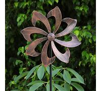 Starryfill Garden Wind Spinner Outdoor Metal Decoration, Single Blade Easy Rotate with Vertical Sculpture Stake Construction for Patio Lawn & Garden (Copper-Colored)