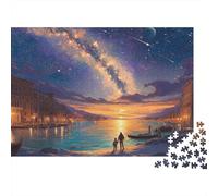 StarryNightVenice - Puzzle de 1000 pièces représentant Un lac étoilé et coloré au crépuscule, pour Adultes et Enfants. Un défi Stimulant ! 70 x 50 cm / 1000 pièces
