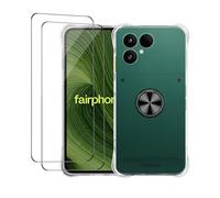 STARRYNOVA Coque Compatible avec fairphone 6, Anneau Béquille Crystal Clear Silicone Etui, Anti-Chute aux Quatre Coins Transparent Protection Housse TPU Rotatif à 360 Bague Cover - Anneau Noir