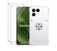 STARRYNOVA Coque Compatible avec fairphone 6, Anneau Béquille Crystal Clear Silicone Etui, Anti-Chute aux Quatre Coins Transparent Protection Housse TPU Rotatif à 360 Bague Cover - Anneau Argent