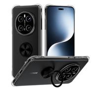 STARRYNOVA Coque Compatible avec Honor Magic 7 Pro 5G, Anneau Béquille Crystal Clear Etui, Anti-Chute aux Quatre Coins Transparent Protection Housse TPU Rotatif à 360 Bague Cover - Anneau Noir