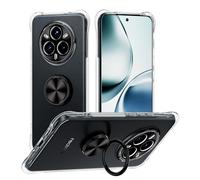 STARRYNOVA Coque Compatible avec Realme 14 Pro, Anneau Béquille Crystal Clear Etui, Anti-Chute aux Quatre Coins Transparent Protection Housse TPU Rotatif à 360 Bague Cover - Anneau Noir