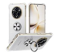 STARRYNOVA Coque Compatible avec Realme 14 Pro, Anneau Béquille Crystal Clear Etui, Anti-Chute aux Quatre Coins Transparent Protection Housse TPU Rotatif à 360 Bague Cover - Anneau Argent