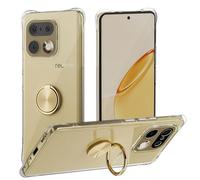 STARRYNOVA Coque Compatible avec Realme 16 Pro Plus 5G, Anneau Béquille Crystal Clear Silicone Etui, Anti-Chute aux Quatre Coins Transparent Protection Housse TPU Rotatif à 360 Bague Cover - Bague Or