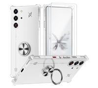 STARRYNOVA Coque Compatible avec REDMAGIC 10 Pro, Anneau Béquille Crystal Clear Etui, Anti-Chute aux Quatre Coins Transparent Protection Housse TPU Rotatif à 360 Bague Cover - Anneau Argent