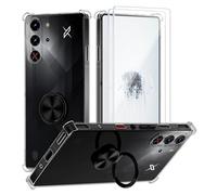 STARRYNOVA Coque Compatible avec REDMAGIC 10 Pro, Anneau Béquille Crystal Clear Etui, Anti-Chute aux Quatre Coins Transparent Protection Housse TPU Rotatif à 360 Bague Cover - Anneau Noir