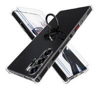 STARRYNOVA Coque Compatible avec REDMAGIC 9 Pro / 9S Pro, Anneau Béquille Crystal Clear Silicone Etui Anti-Chute Quatre Coins Transparent Protection Housse TPU Rotatif 360 Bague Cover - Anneau Noir