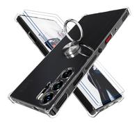 STARRYNOVA Coque Compatible avec REDMAGIC 9 Pro / 9S Pro, Anneau Béquille Crystal Clear Silicone Etui Anti-Chute Quatre Coins Transparent Protection Housse TPU Rotatif 360 Bague Cover - Anneau Argent