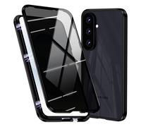 STARRYNOVA Coque Privacy Compatible avec Samsung Galaxy S25, Métal Magnétique Étui, Verre trempé Anti Peeping Case, Avant et Arrière à 360° pour Housse - Noir