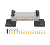 Starrypxl Bloc de Distribution d'alimentation à 12 bornes, 48 V, 150 A, Double rangée de bornes, Barre Omnibus avec boulons M4, Goujon M6, Coque PC Transparente en Laiton plaqué pour