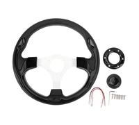 Starrypxl Racing Style Wheel en aluminium PU Aluminium 6 trou confortable Grip Horn bouton Bleu Ideal Car Interior Mise à niveau (Schwarz)