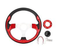 Starrypxl Racing Style Wheel en aluminium PU Aluminium 6 trou confortable Grip Horn bouton Bleu Ideal Car Interior Mise à niveau (Rot)
